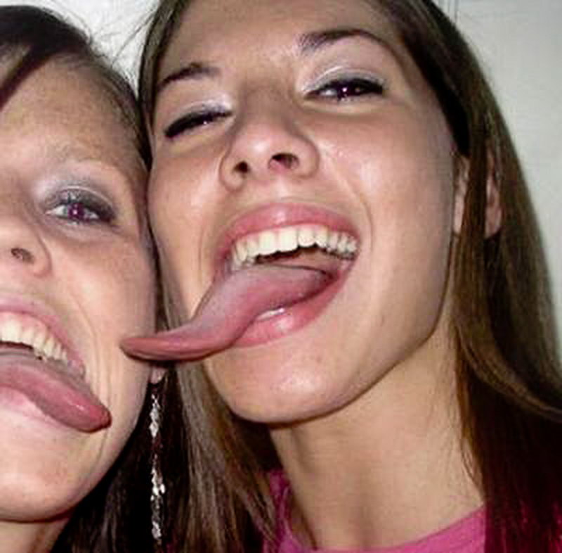 Large tongue with messy spit photo