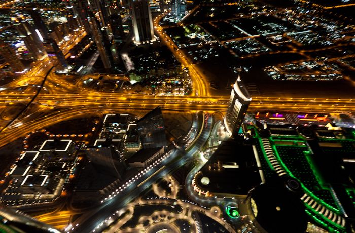 Ночной Дубаи с высоты птичьего полета