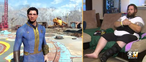 Мужик играл у себя дома в Fallout 4 и вдруг... его сбила машина