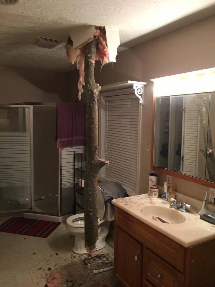 Во время урагана в ванную комнату одного американца прилетел "подарочек"