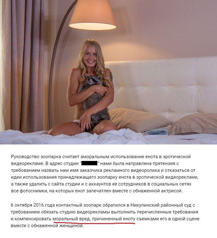 Московский зоопарк требует возместить моральный вред еноту, участвовавшему в эротической фотосессии