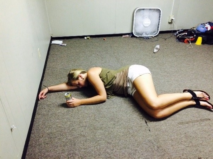 Drunk girl hiccuping photo