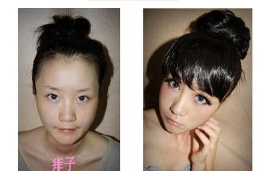 Китайские девушки со штукатуркой и без нее