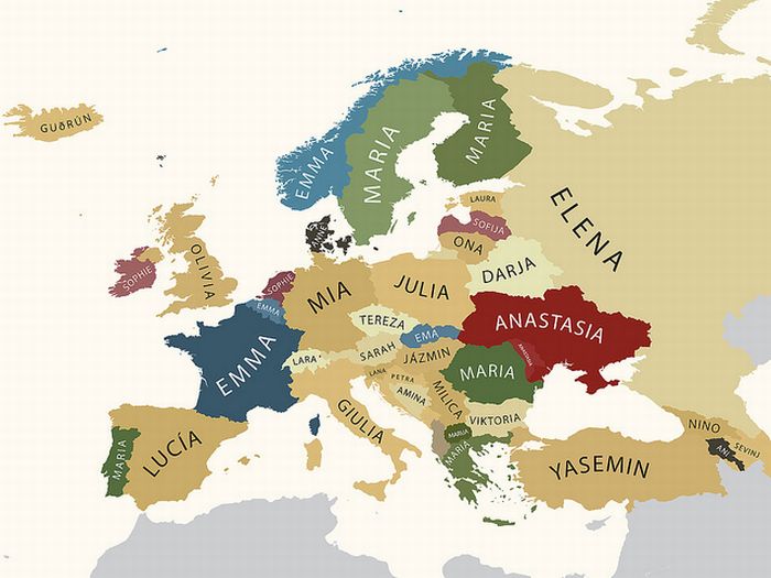 Самые популярные имена в Европе