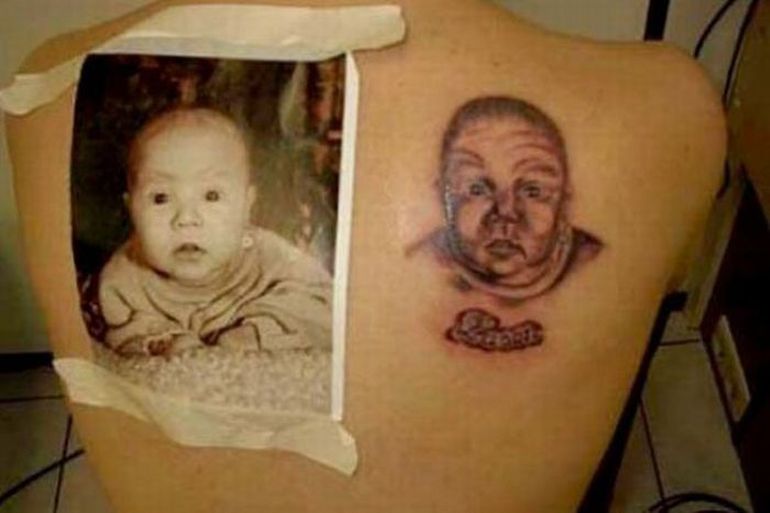 Неудачные татуировки портретов детей