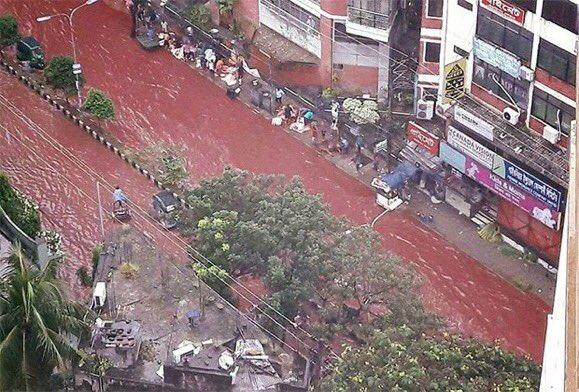 Столицу Бангладеш наводнили реки с кровью убитых в Курбан-байрам животных