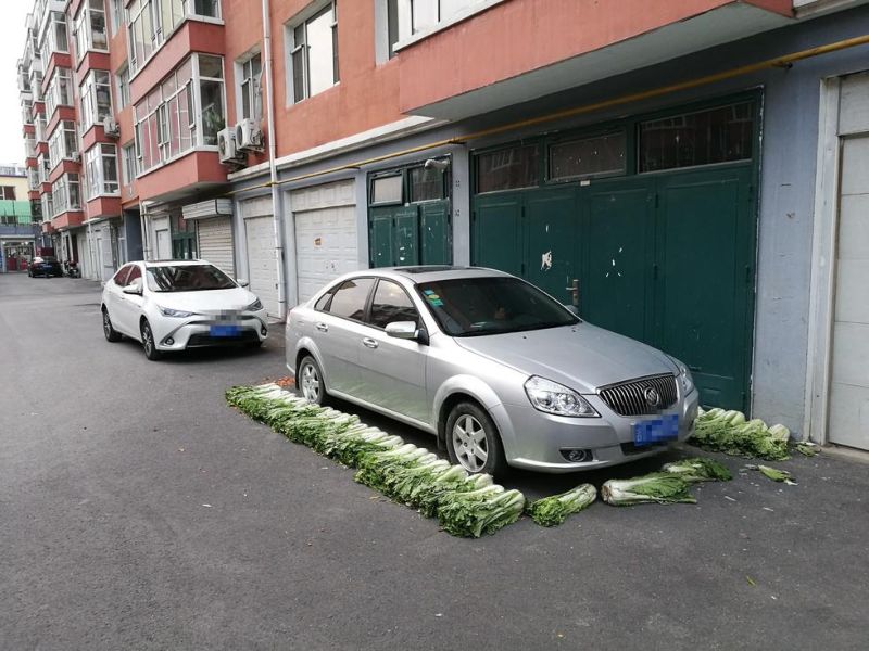 Китайский водитель нашел оригинальный способ огородить свое парковочное место