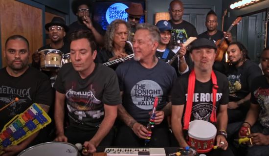 Джимми Фэллон и Metallica исполнили «Enter Sandman» на детских музыкальных инструментах