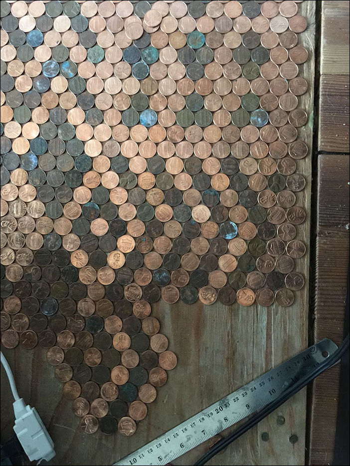 Жительница Портленда украсила пол в доме узором из 13000 пенни