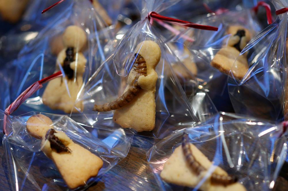 В Токио на День Святого Валентина молодые японцы лакомились сладостями с насекомыми