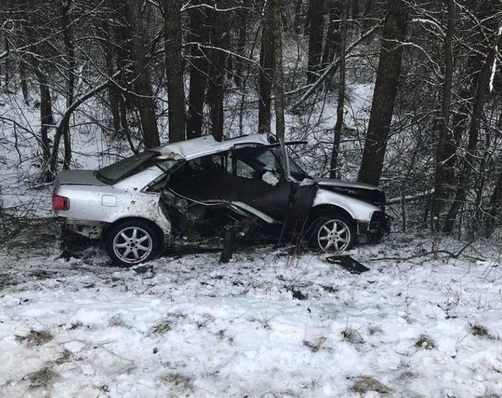 Audi вырвала у Беларуса ковш и улетела с ним в лес