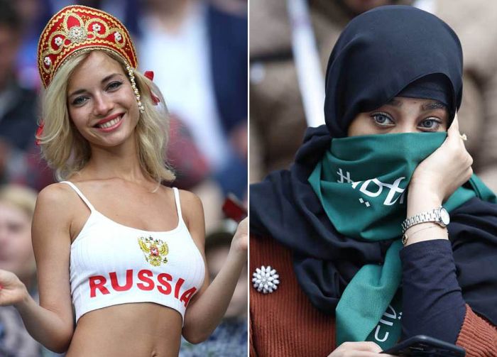 Отличия между российскими и саудовскими болельщицами на матче ЧМ-2018