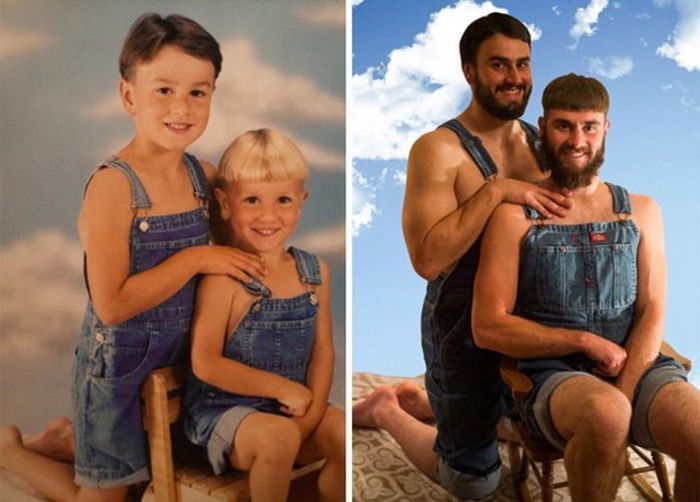 Семейные фотографии в стиле "тогда и сейчас"