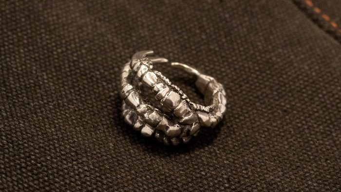 Серебряное кольцо лапы вороны