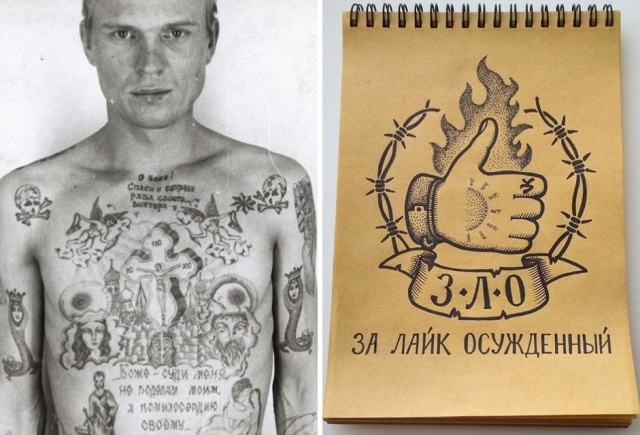 Свежие эскизы тюремных тату с учетом статьи за лайки и репосты