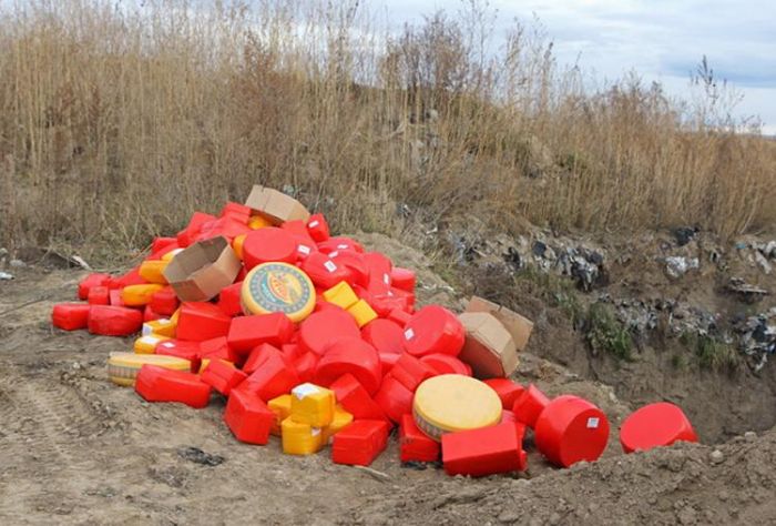 В Красноярске под бульдозер отправилось полторы тонны санкционного сыра