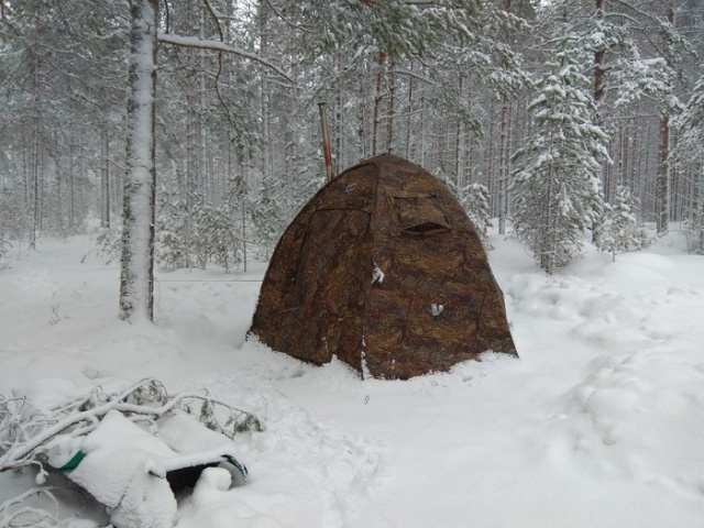 Новогодний поход в лес с палатками