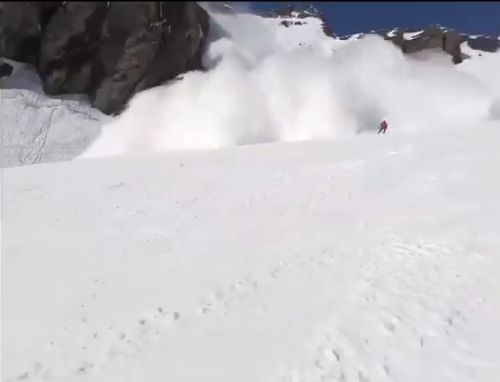 "Побег" лыжников от лавины в Швейцарских Альпах