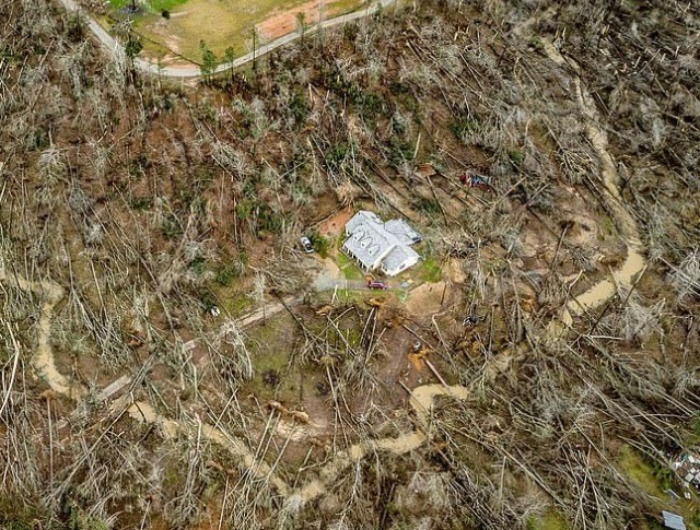 Дом, уцелевший во время разрушительного торнадо