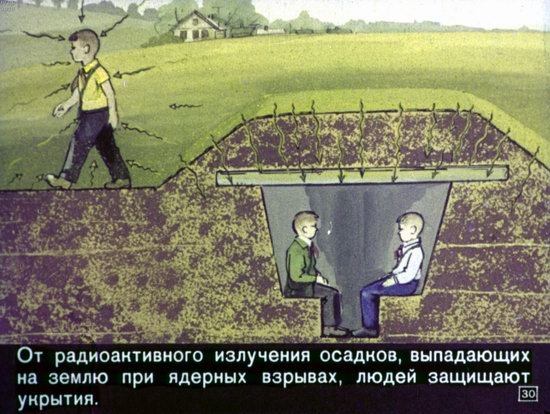 Диафильм 1970 года для школьников. Как выжить в условиях ядерной войны