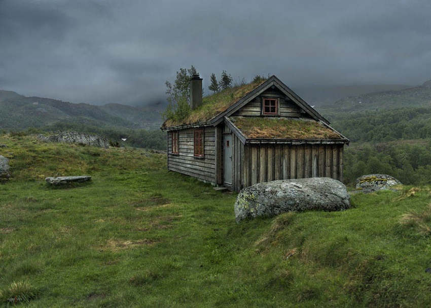 Скандинавские дома с травой на крышах
