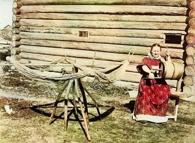 Редкие колонизированные фотографии русской деревни 1899 года Всячина