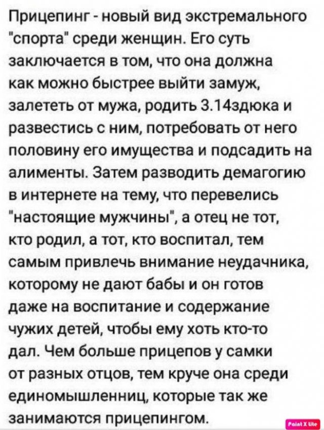 Чужая содержание. Прицепинг. Анекдот про активность. Не тот отец что родил а тот что воспитал. Рано вышла замуж залетела.