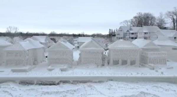 Вот так из-за сильнейшего снежного шторма сейчас выглядят жилые дома в провинции Онтарио у озера Эри в Канаде