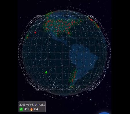 Группировка из 3457 активных спутников Starlink