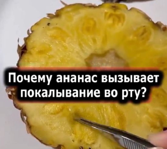 Почему при поедании ананаса покалывает во рту