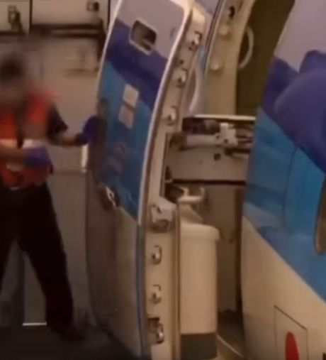 Японский специалист по закрыванию дверей самолетов перед вылетом⁠⁠