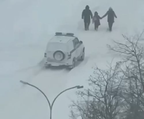 Российские полицейские помогли семье с ребенком в метель