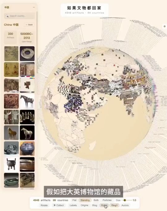Студент из Китая продемонстрировал сайт, который показывает из каких стран какие предметы были завезены в Британский музей⁠⁠