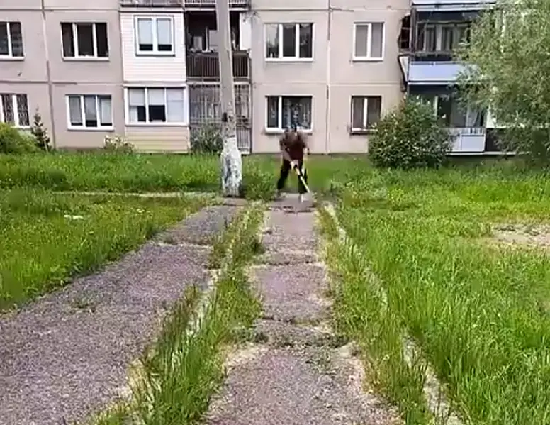 Пытается сделать двор менее депрессивном