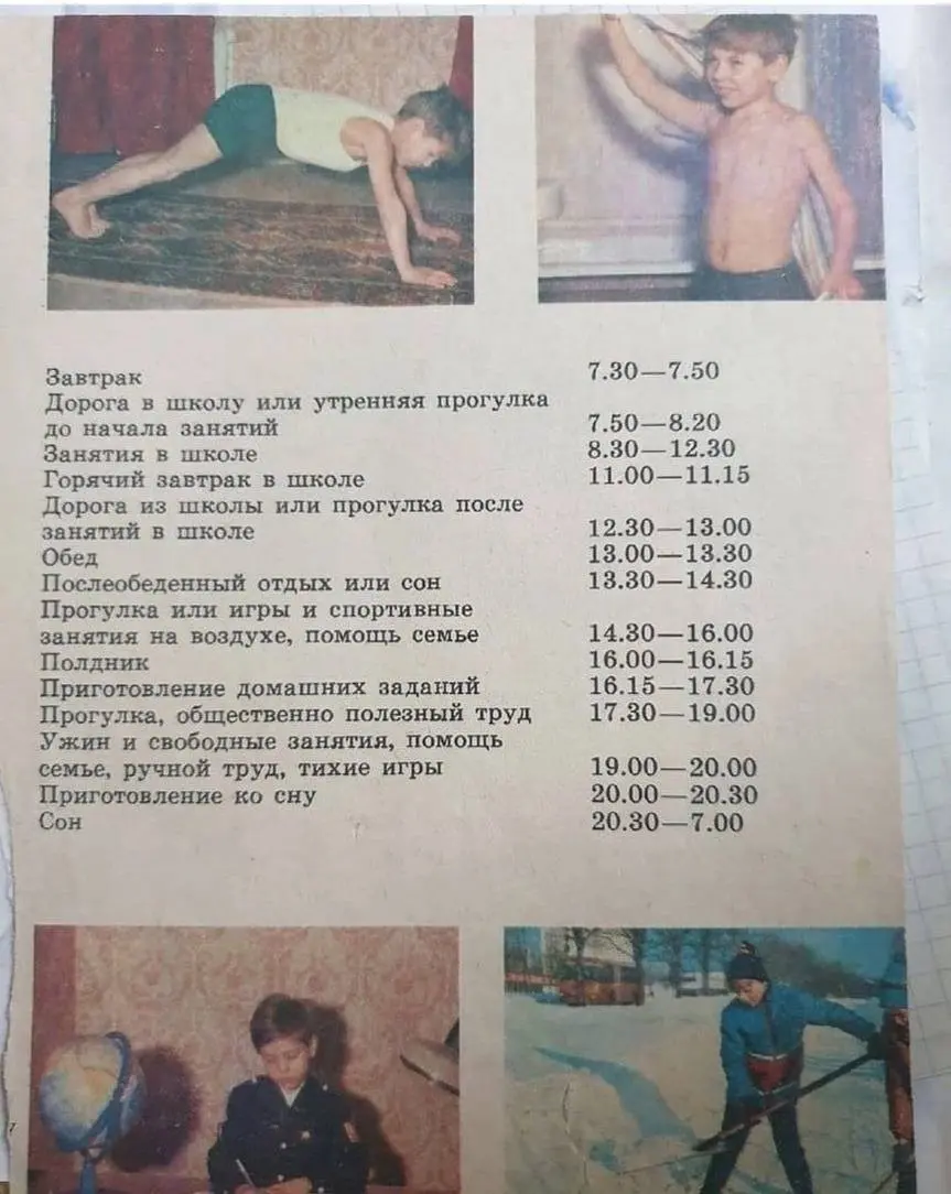 Распорядок дня советского школьника, 1980-е